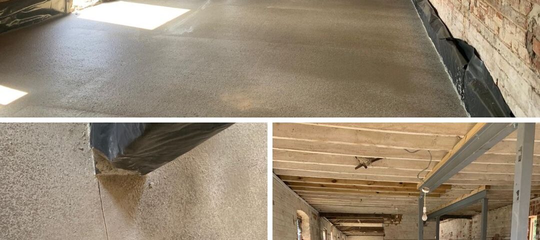 Flowing concrete floor installation with expansion joints in Sewards End by Co-Dunkall Ltd
